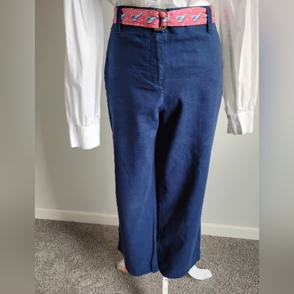 Vineyard Vines Cotton Linen Stretch Navy Blue Cropped Classic Chinos Size 14 - Picture 4 of 17